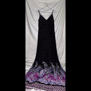 AMERICAN LIVING Strapped Maxi Dress Black Floral Paisley size 8